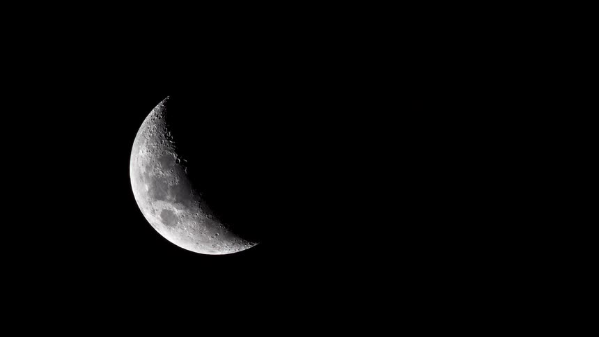 The moon is only lit up on less than half the surface