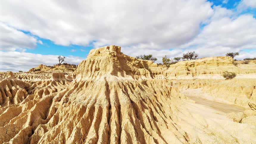 A view of some mesas in a desert