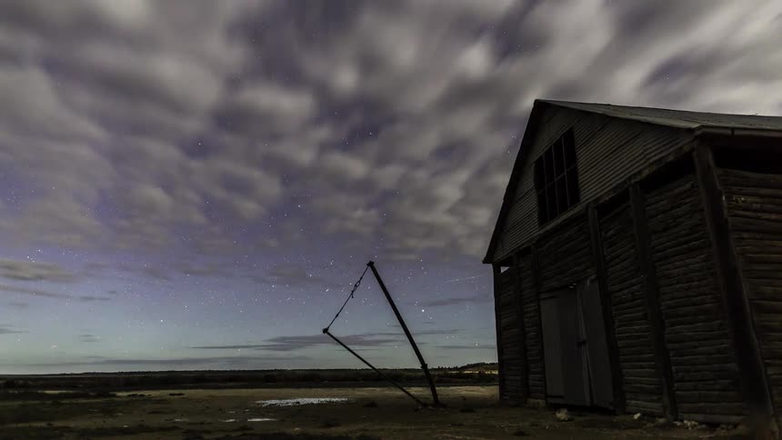 Time passes over a hut