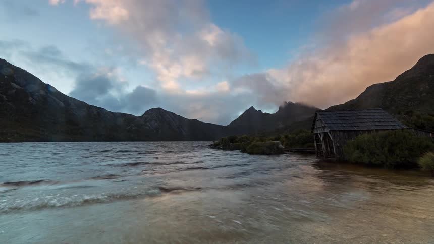 A boat house on the river