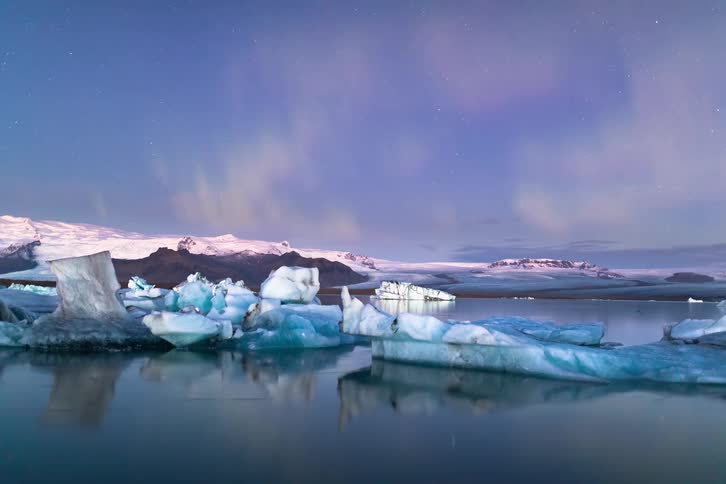 A time lapse of aurora over the arctic ice