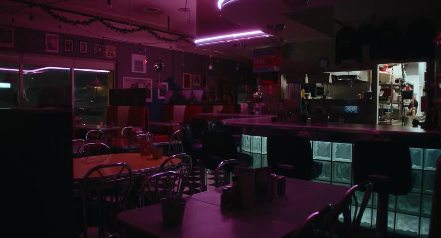 The restaurant is closed and the lights are out