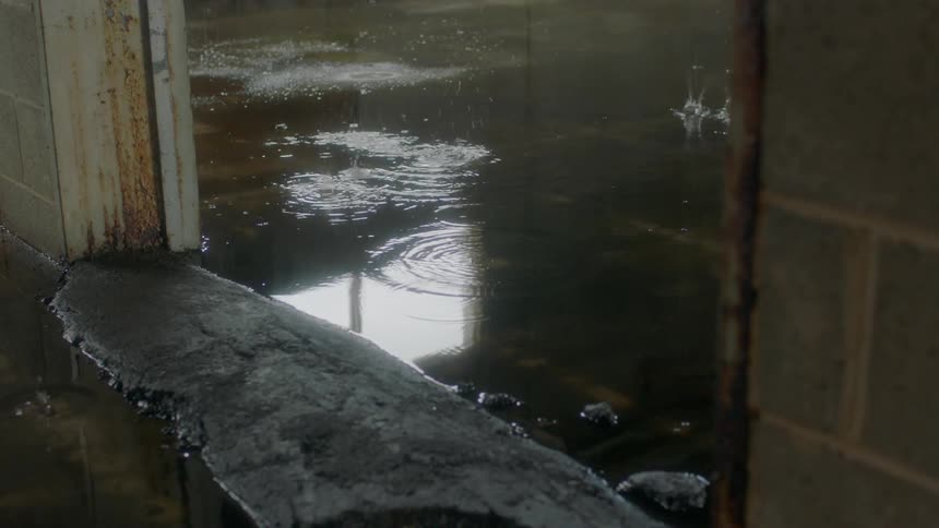Water drips and pools on the ground
