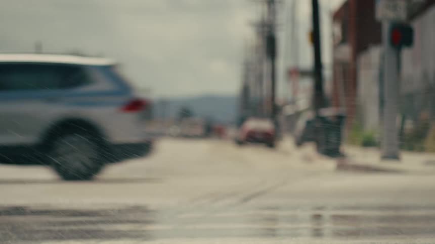 Cars moving on an urban road