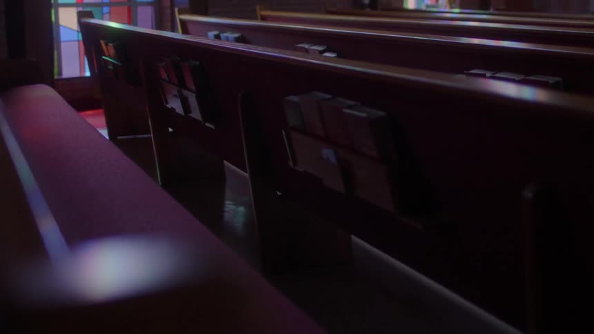 The pews are lined up straight in the church