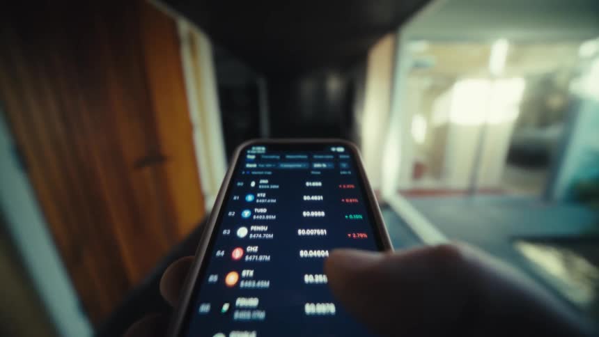 Walking down a hall while scrolling on a phone