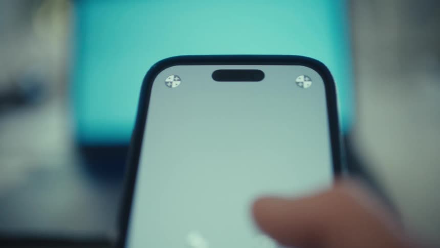 A person using a smart phone in a room