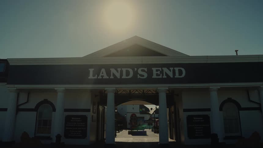 Exterior of land's end landmark building at sunset