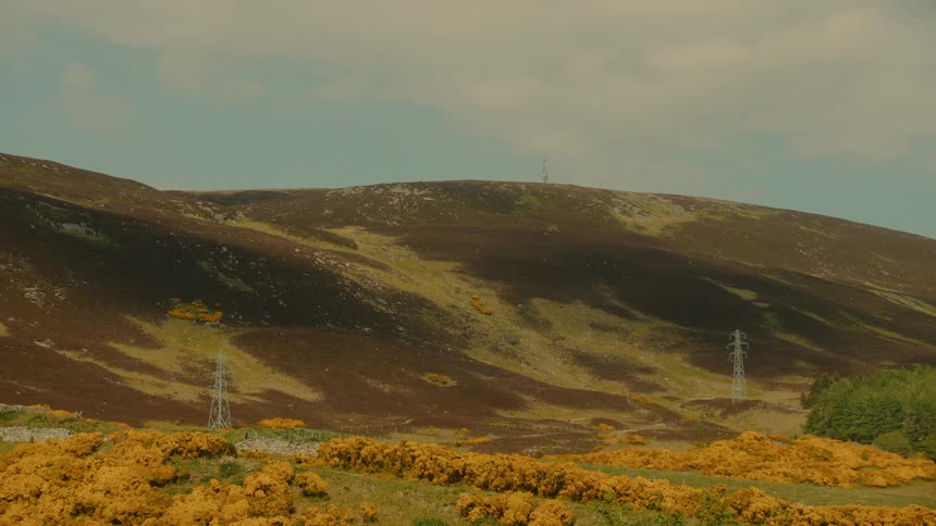 Power lines are placed across mountains