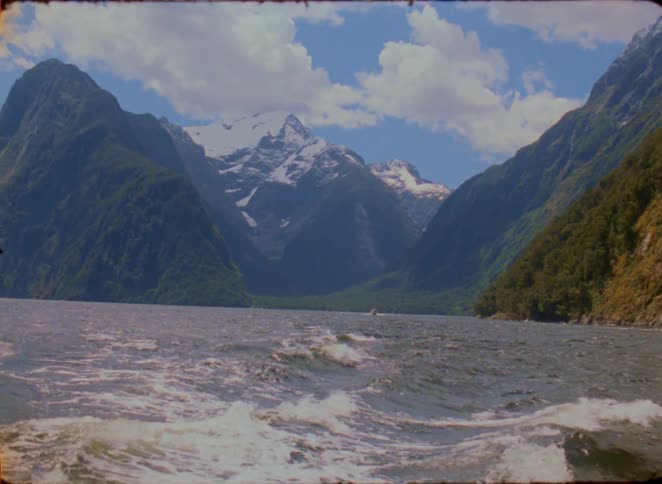 A view of a lake with waves
