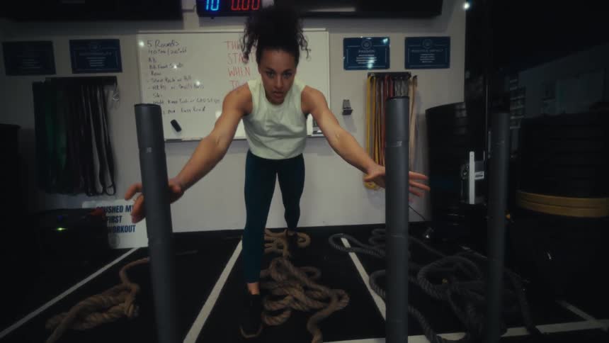 A woman working out in a gym