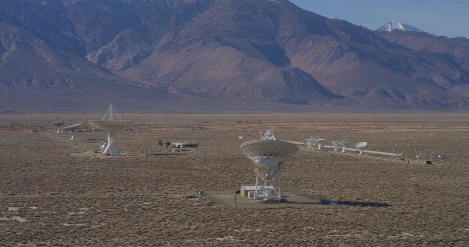 A view of some large towers out in the desert