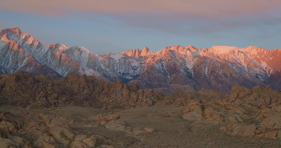 Aerial view of rocks and mountains at dawn