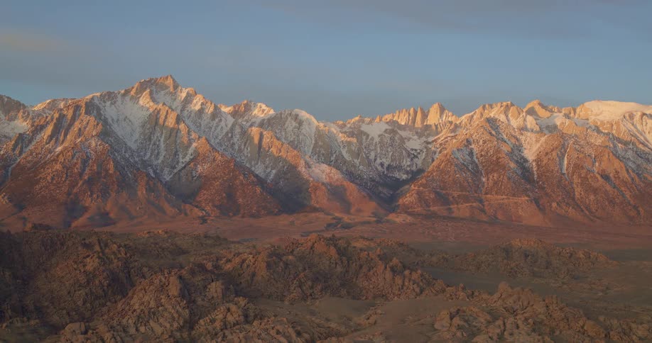 Aerial panorama of mountains with snowcapped peaks