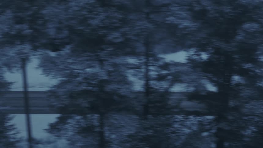 Car on snowcovered forest road