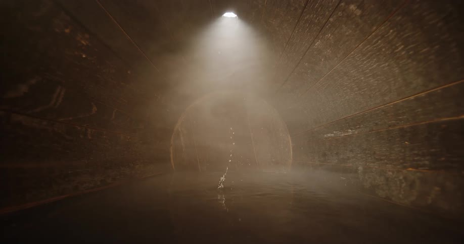 A view of a tunnel with water