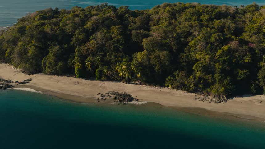 An aerial view of a beach on a sunny day