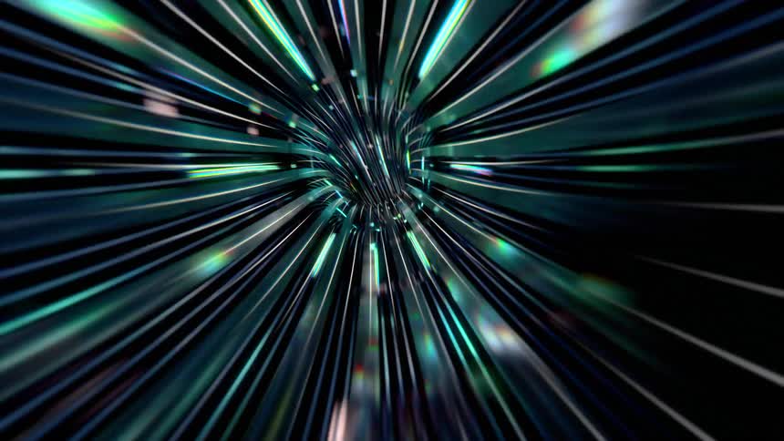 The screensaver displays a tunnel full of lights