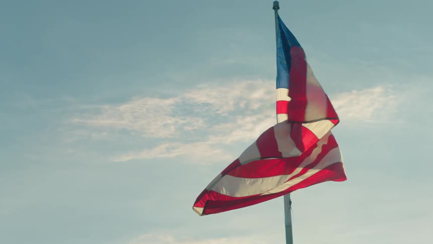 American flag flapping in the wind