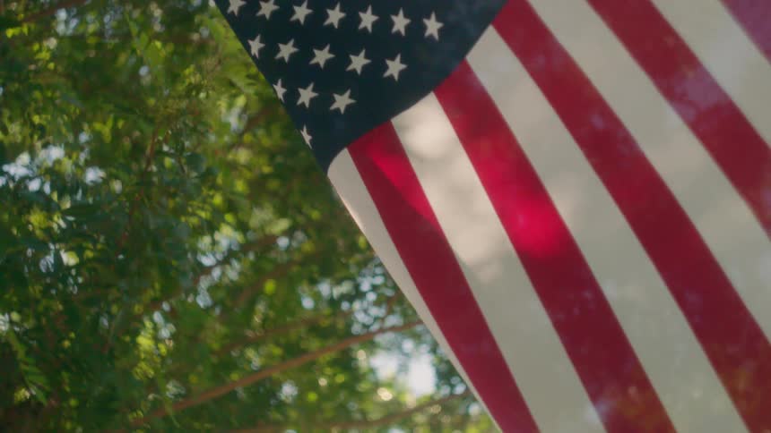 American flag hanging outdoors
