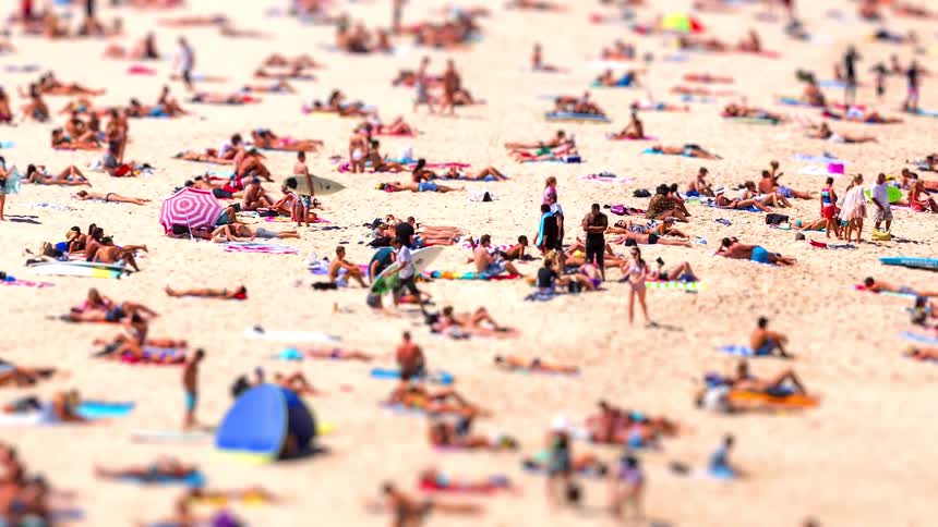 A view of a lot of people at the beach