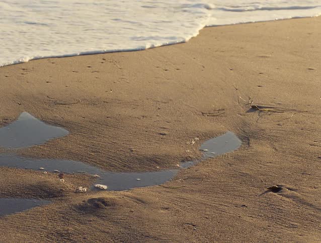 A view of water washing up onto the coast