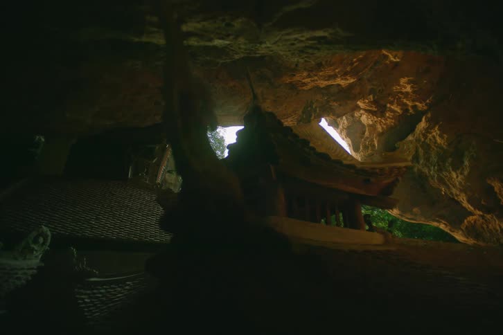 A building built into a cave