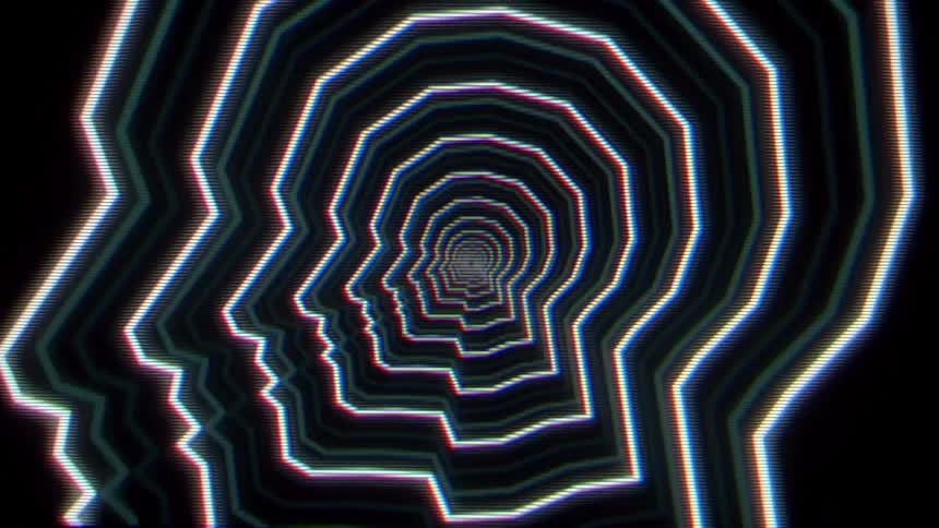 An animation of the outline of a human head