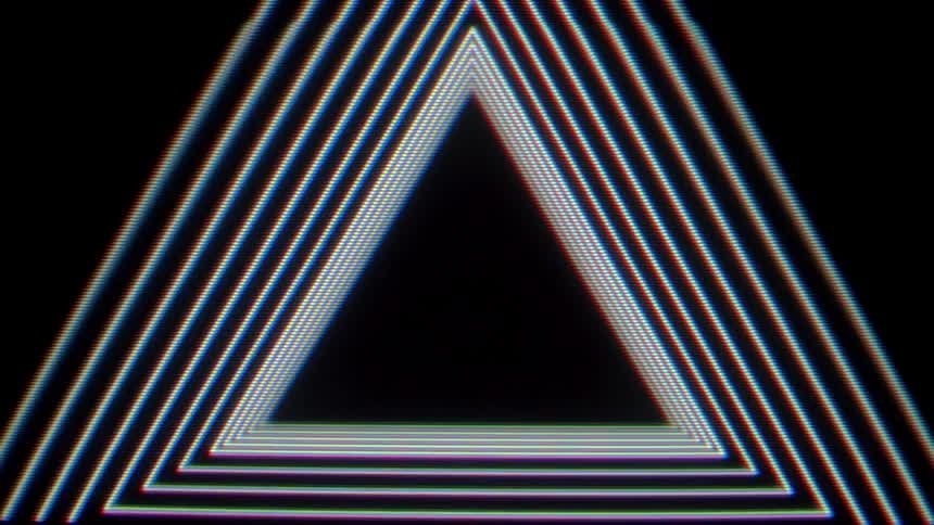 The triangles multiple and move in the digital art