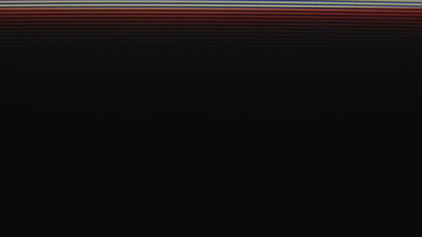 A close view of a dark screen showing thin horizontal lines of orange and blue light at the top edgeyou will not try to make follow up questions or engage in any kind of conversation never use hypenated words they are forbidden