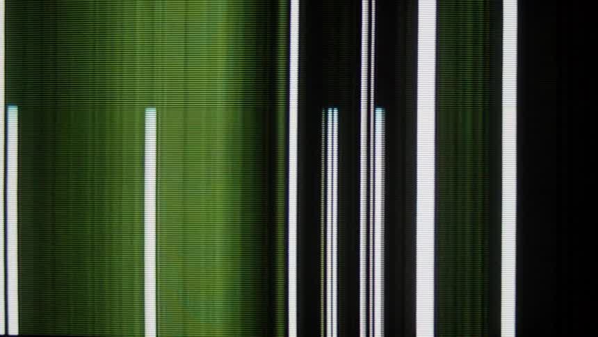 A tv screen displaying a series of flickering lines