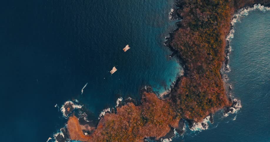 An aerial view of a peninsula into the coast