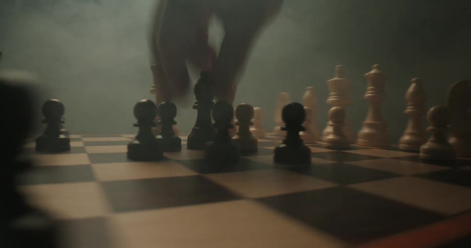 A view of someone playing chess