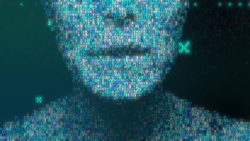 An animation of a digital face