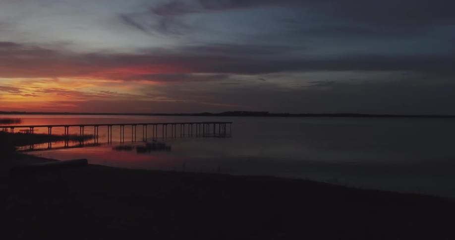 Colors in the sky after sunset over a lake