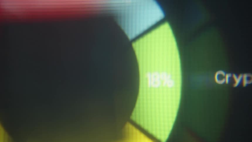 Digital pie chart with green segment marked 15 next to blue section