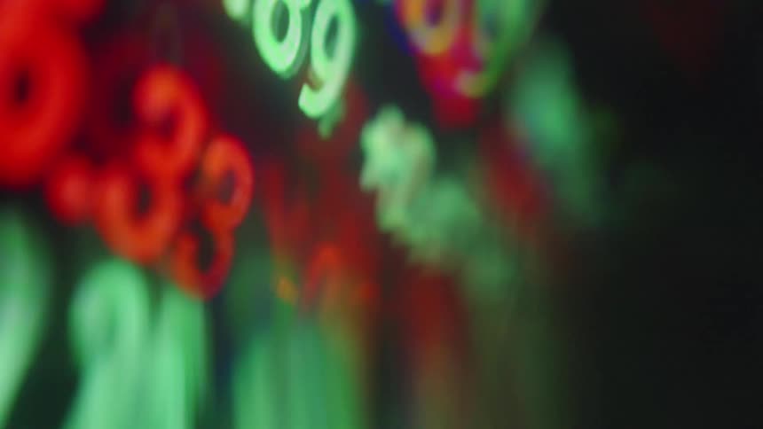 A view of some numbers scrolling across a screen