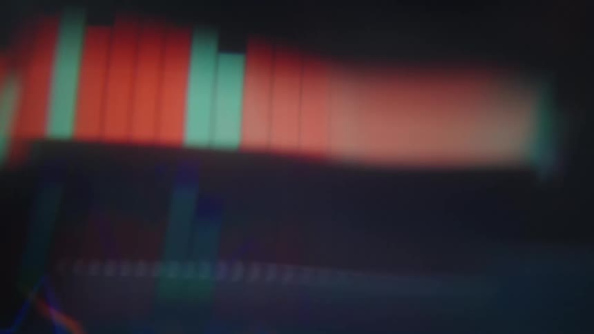 Candlestick pattern and other financial information displayed on a screen