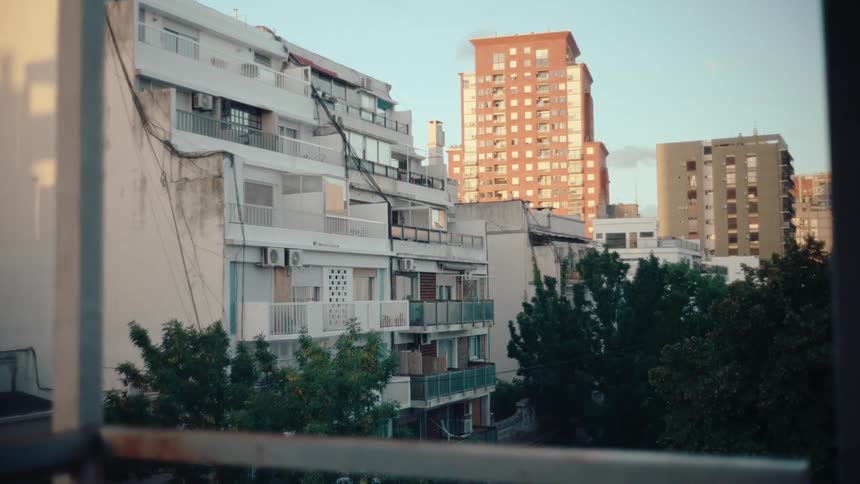 Buildings on a suburban area of a metropolis seen from a balcony outdoors during day time