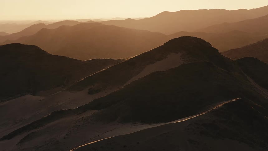 Heavy fog covers the mountain range