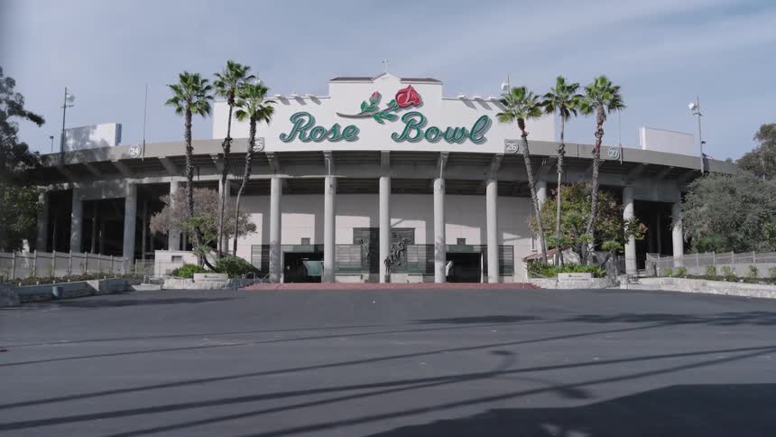 A view of the rose bowl stadium outdoors