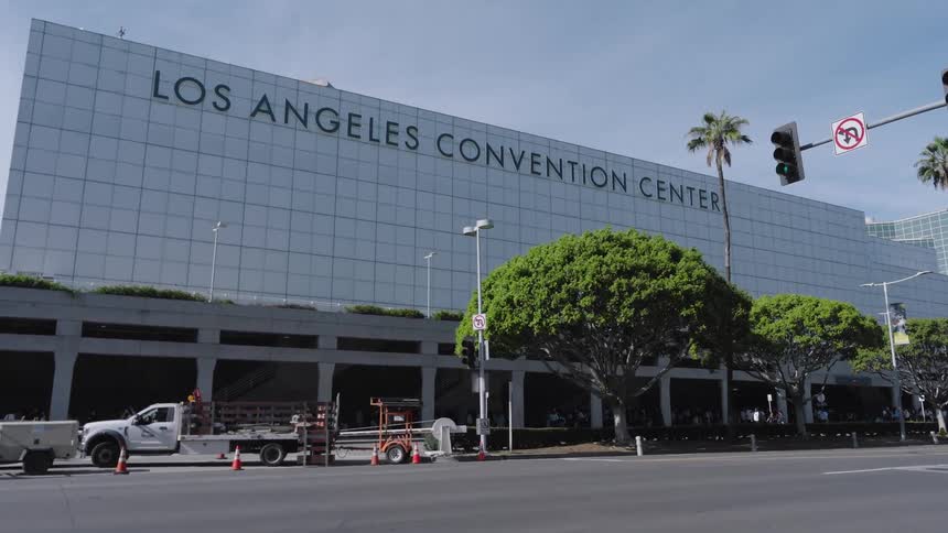 The los angeles convention center on a sunny summer day