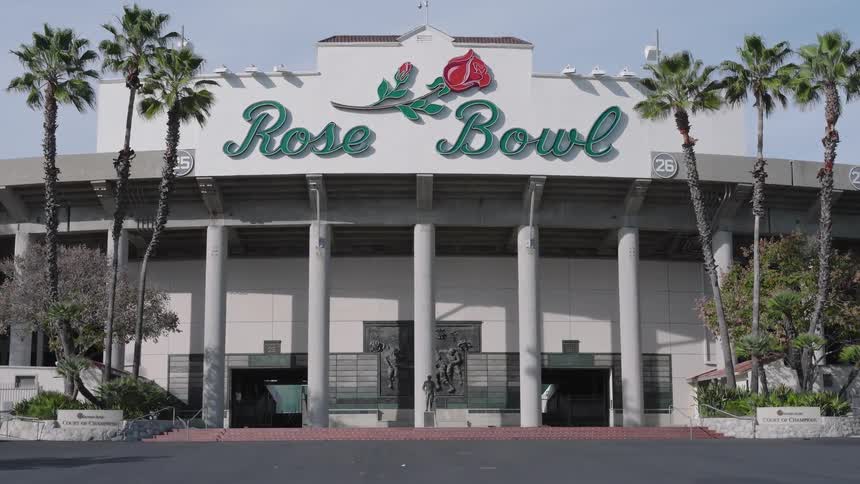 A view of the exterior of the rose bowl stadium