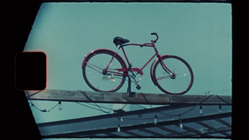 A bicycle sitting outdoors
