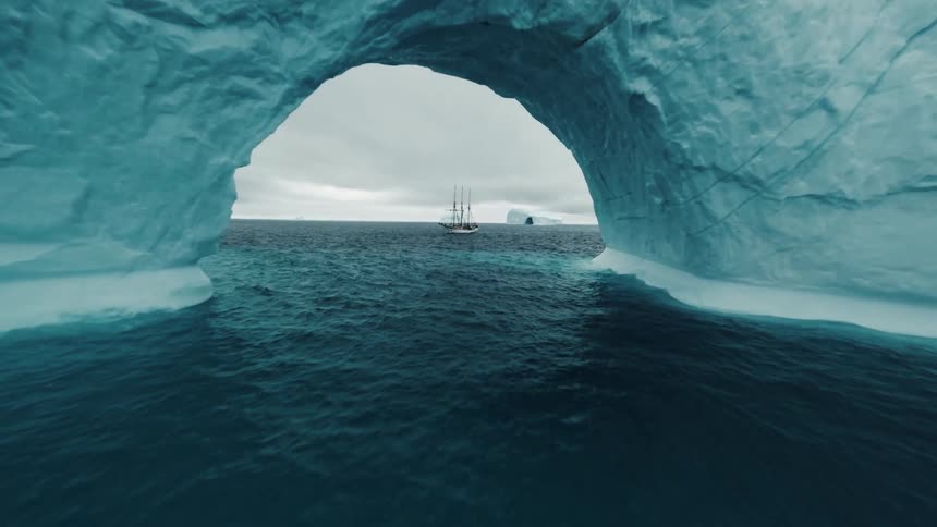 A view of a giant iceberg in the ocean