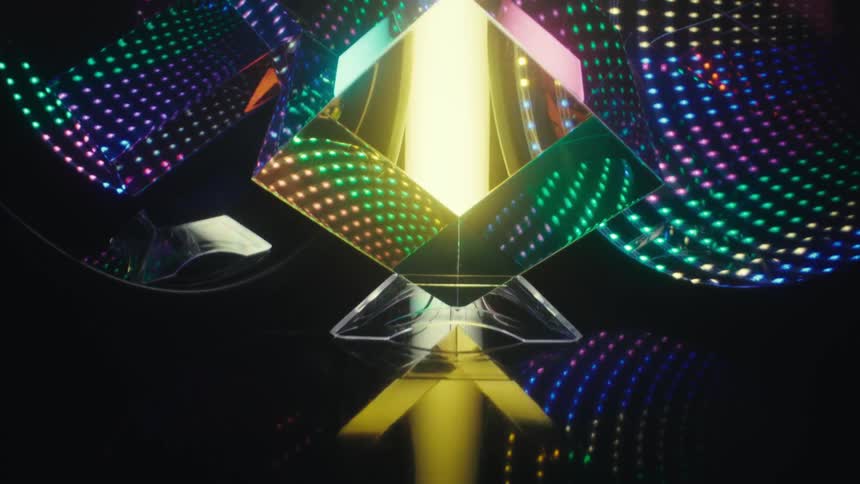 Translucent abstract object with colored lights