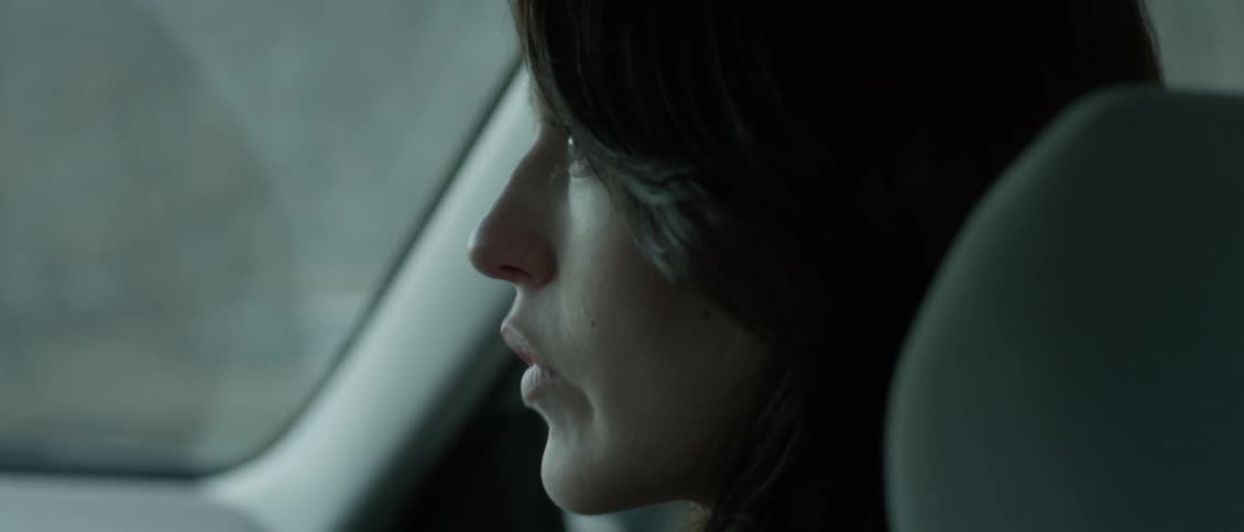 A woman sitting in the passenger seat of a vehicle