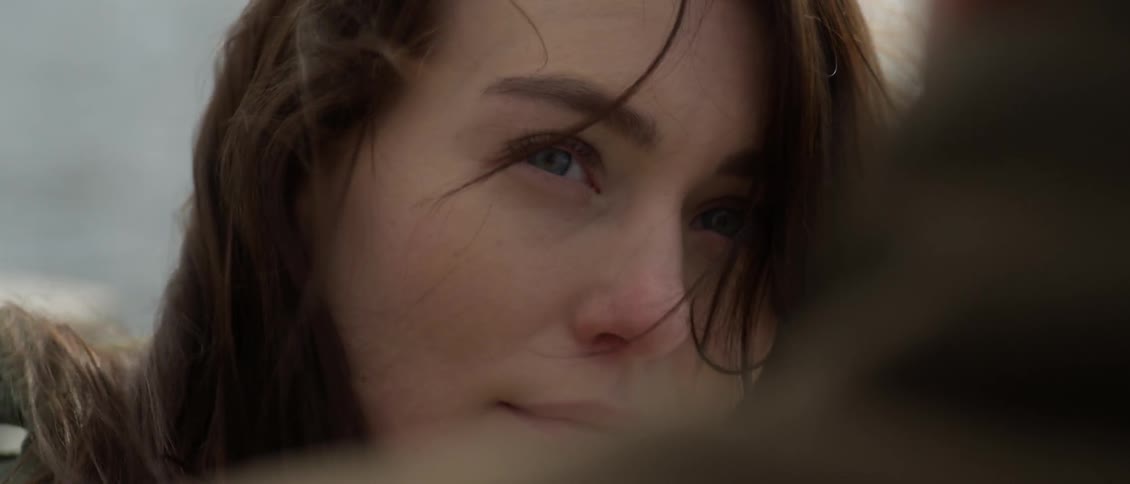 Close up of woman's face on a windy day