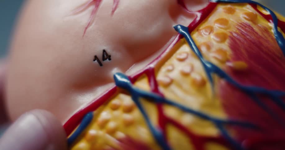 A person holds a sculpted model of a human organ as a study aid