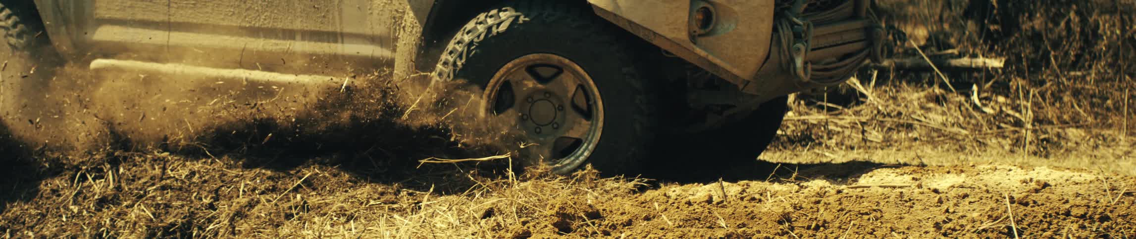 A car driving off road